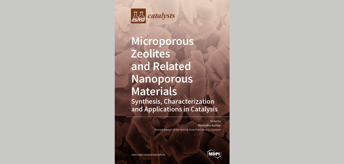 Cover of Catalysts Journal, Volume 10, Issue 1, white text "Microporous Zeollites and Related Nanoporous Materials" in front of a brownish image of nanoparticles