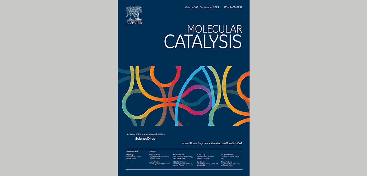 Cover of Molecular Catalysis Journal showing a dark blue background with colourful lines in the shape of organelles and the name of the journal in white lettering