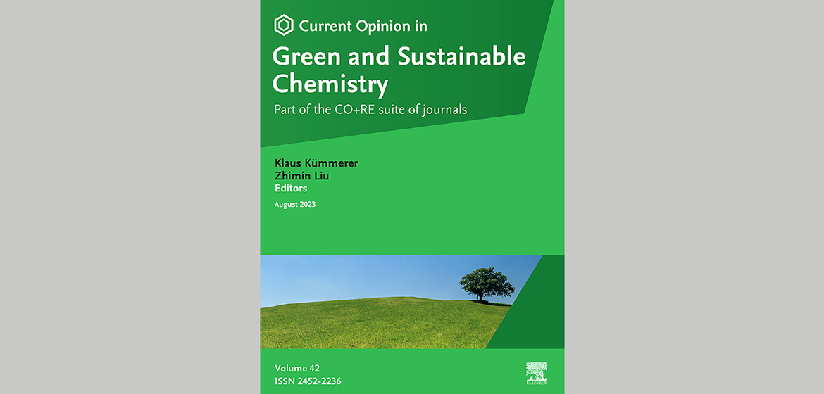 Cover of Curr. Opin. Green Sustainable Chem. Journal showing a tree on green background and the journal name in white